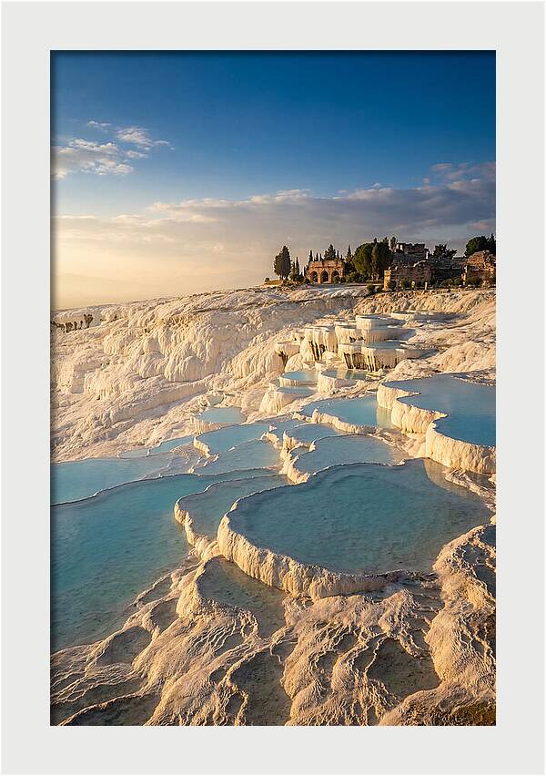 Pamukkale Travertine Terraces At Golden Hour