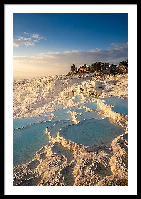 Pamukkale Travertine Terraces At Golden Hour