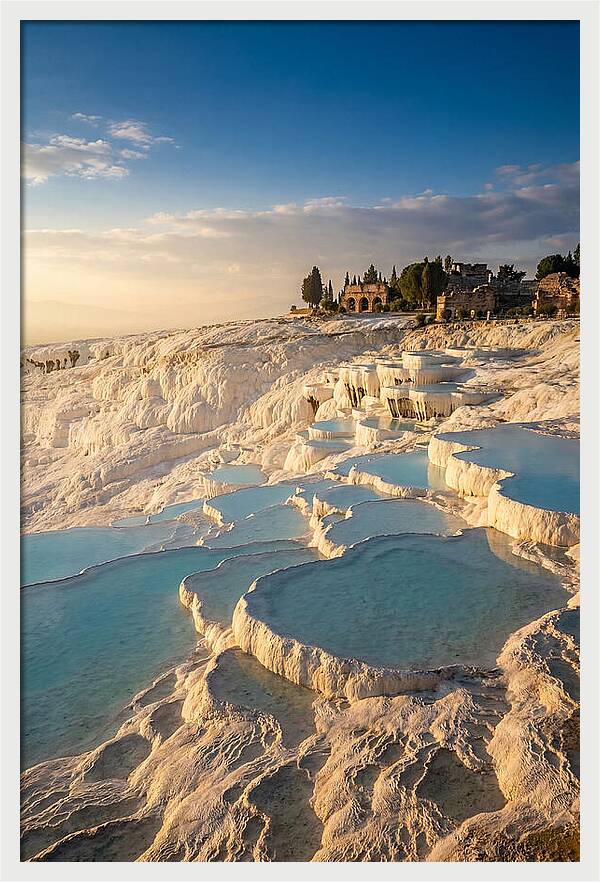 Pamukkale Travertine Terraces At Golden Hour
