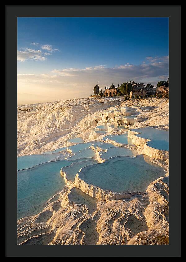 Pamukkale Travertine Terraces At Golden Hour