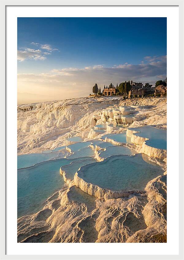 Pamukkale Travertine Terraces At Golden Hour