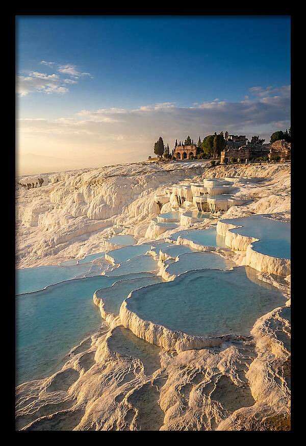 Pamukkale Travertine Terraces At Golden Hour