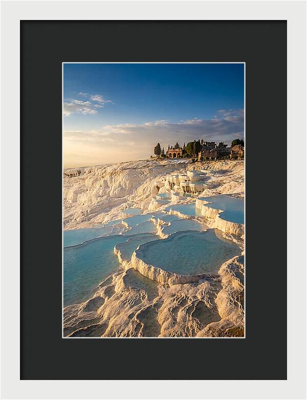 Pamukkale Travertine Terraces At Golden Hour