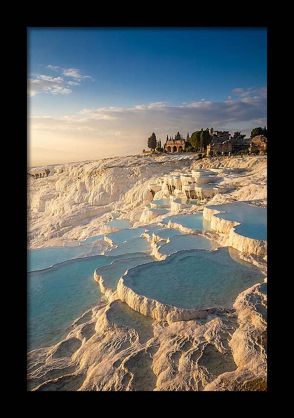 Pamukkale Travertine Terraces At Golden Hour