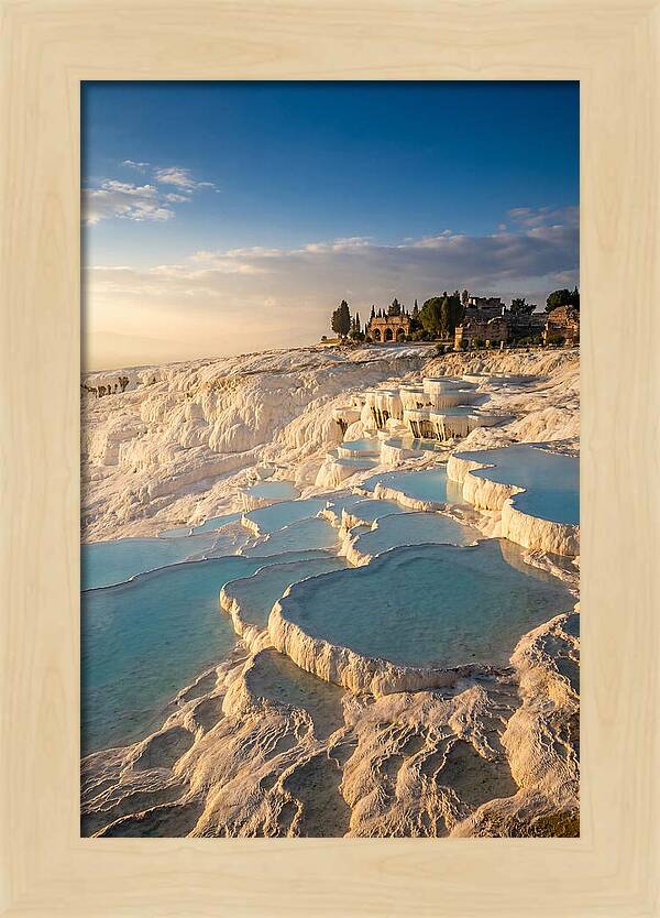 Pamukkale Travertine Terraces At Golden Hour