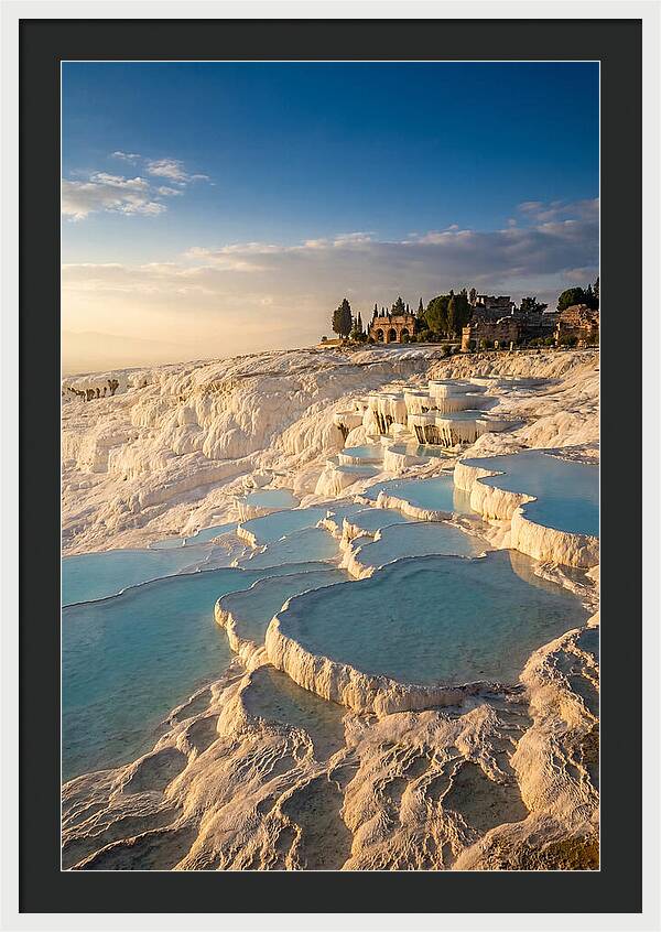 Pamukkale Travertine Terraces At Golden Hour