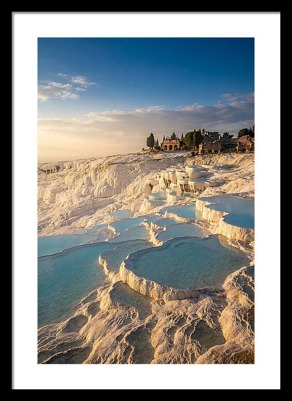 Pamukkale Travertine Terraces At Golden Hour