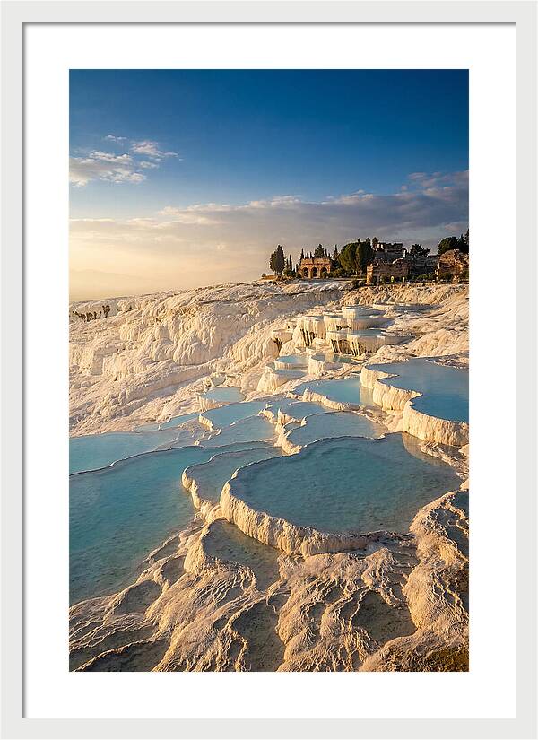 Pamukkale Travertine Terraces At Golden Hour