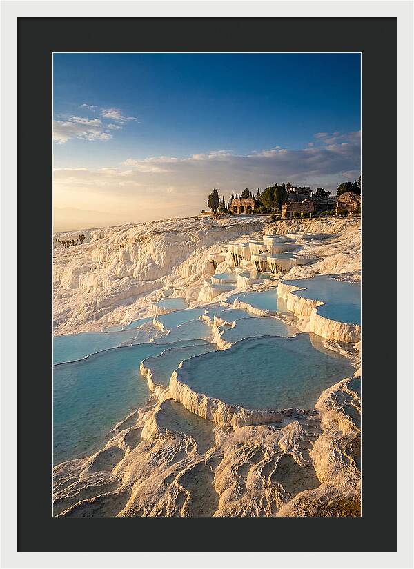Pamukkale Travertine Terraces At Golden Hour