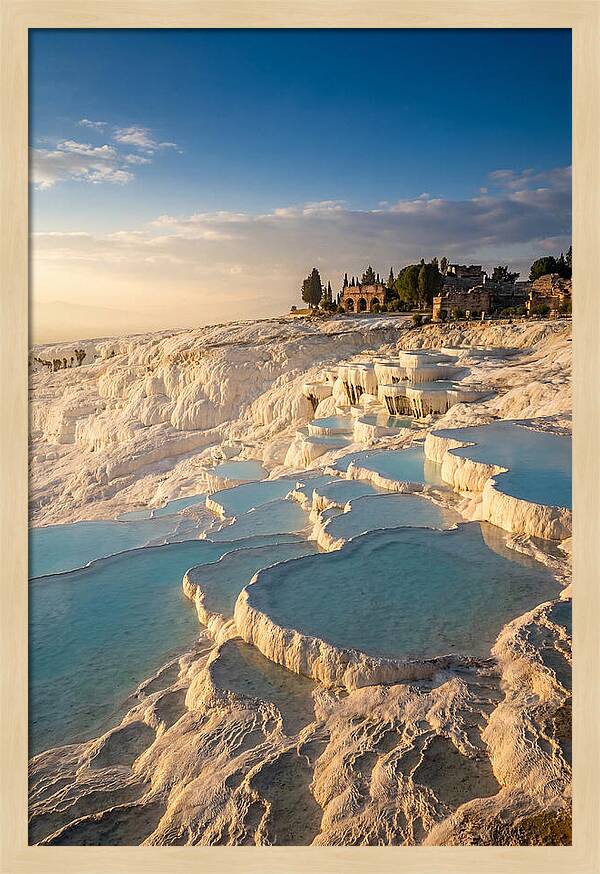Pamukkale Travertine Terraces At Golden Hour