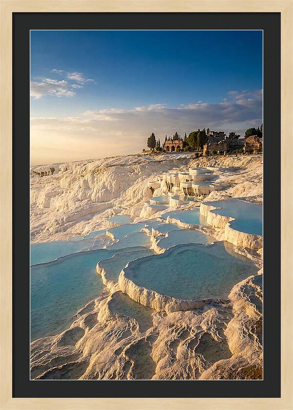 Pamukkale Travertine Terraces At Golden Hour