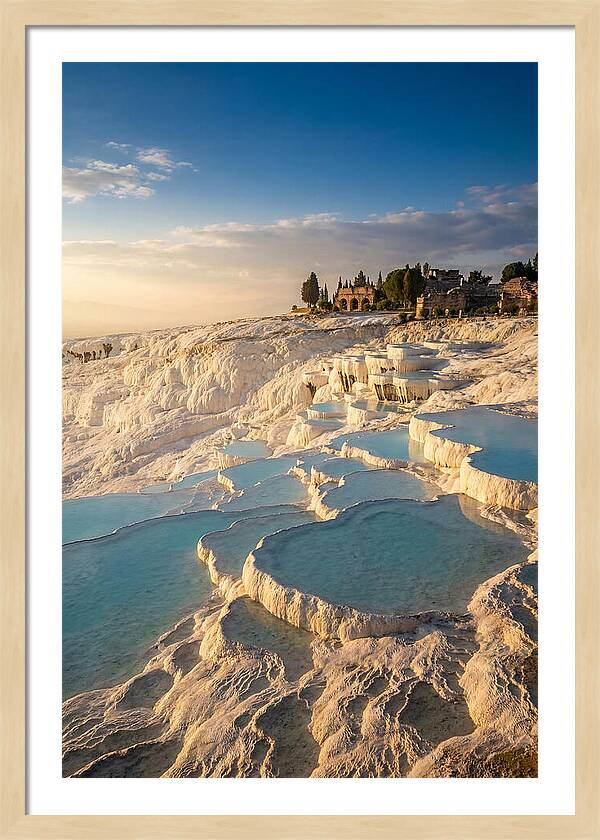 Pamukkale Travertine Terraces At Golden Hour
