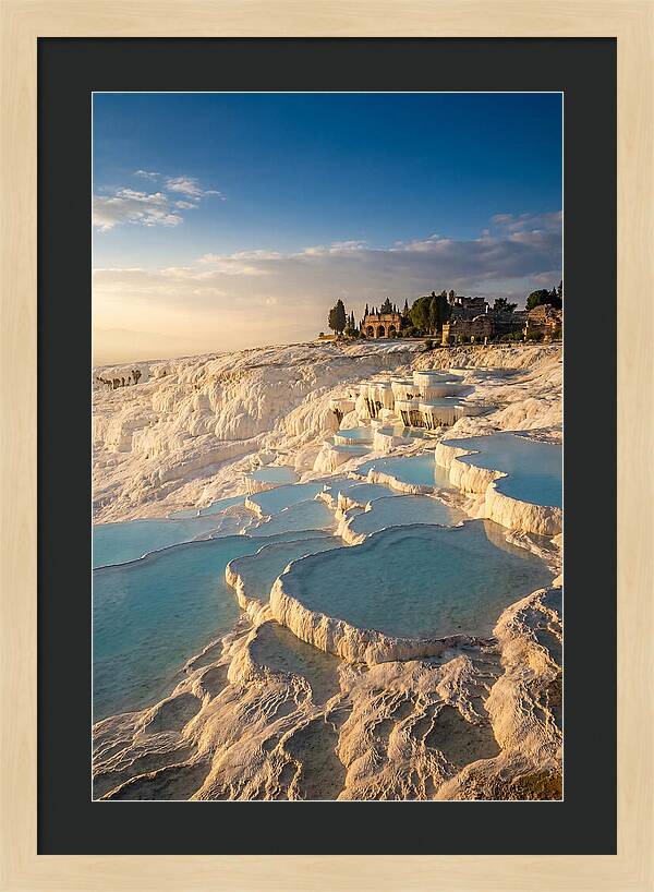 Pamukkale Travertine Terraces At Golden Hour