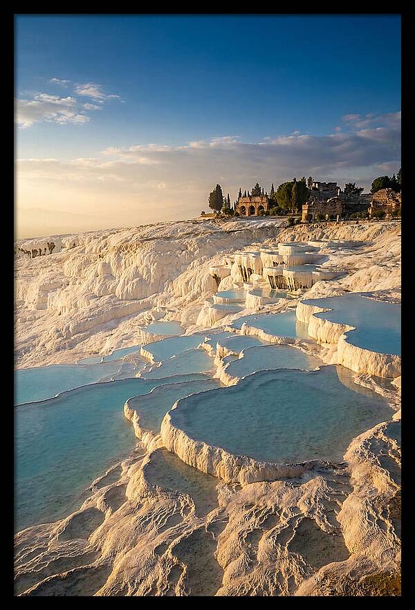 Pamukkale Travertine Terraces At Golden Hour