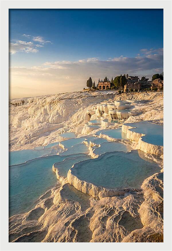 Pamukkale Travertine Terraces At Golden Hour