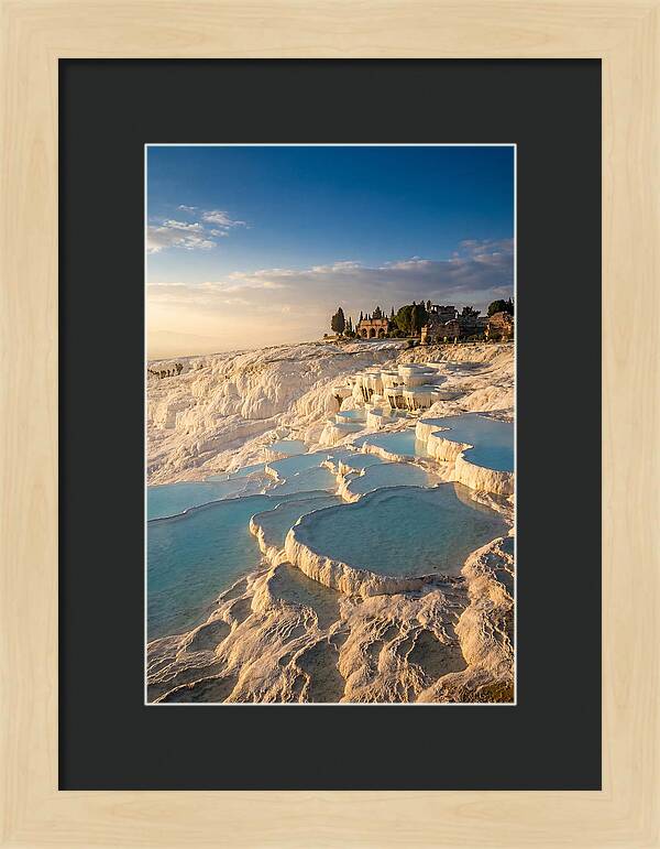 Pamukkale Travertine Terraces At Golden Hour
