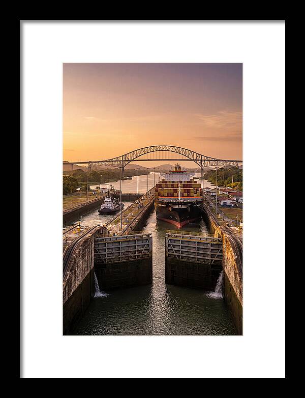 Panama Canal Miraflores Locks At Golden Hour