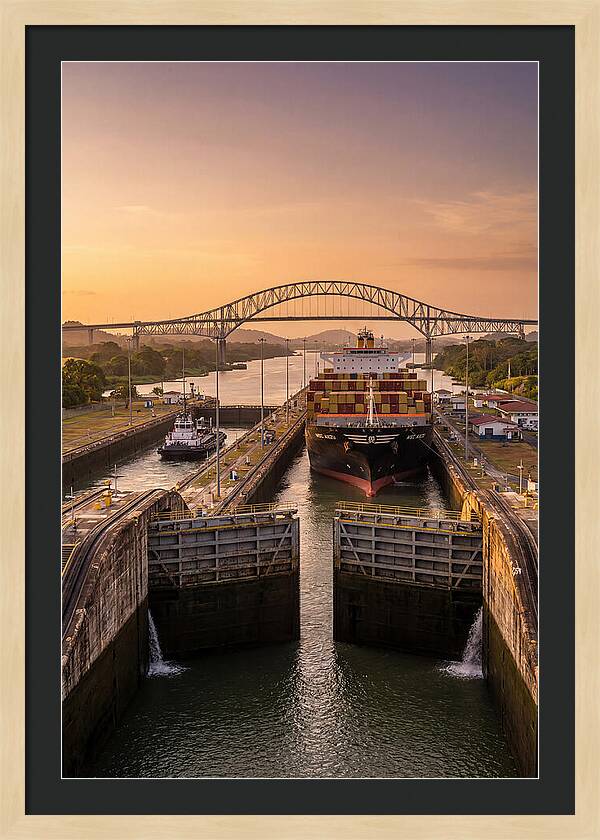 Panama Canal Miraflores Locks At Golden Hour