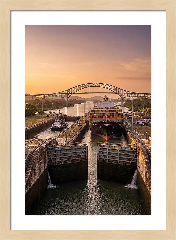 Panama Canal Miraflores Locks At Golden Hour