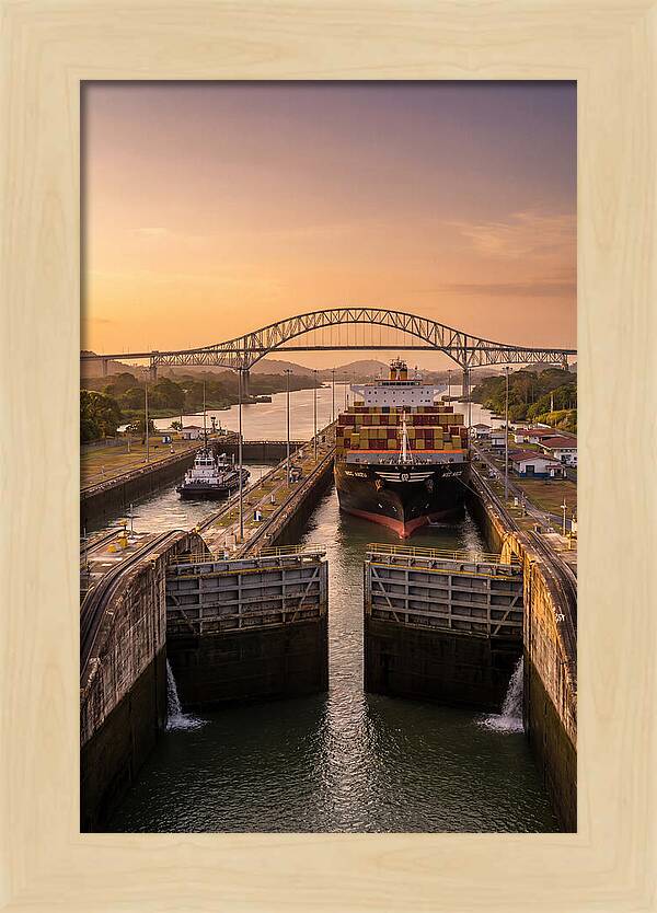Panama Canal Miraflores Locks At Golden Hour