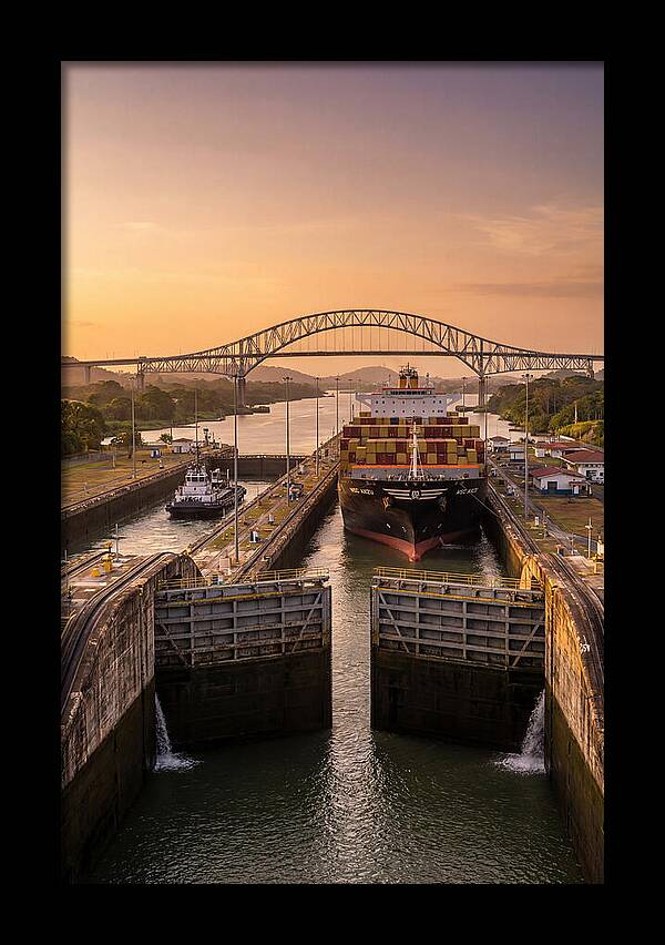 Panama Canal Miraflores Locks At Golden Hour