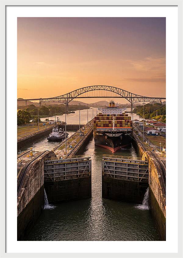 Panama Canal Miraflores Locks At Golden Hour