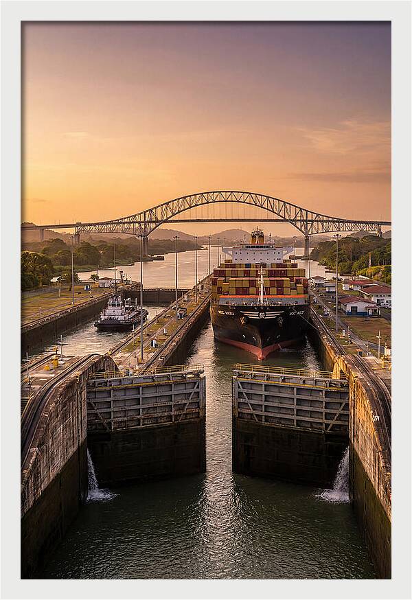 Panama Canal Miraflores Locks At Golden Hour