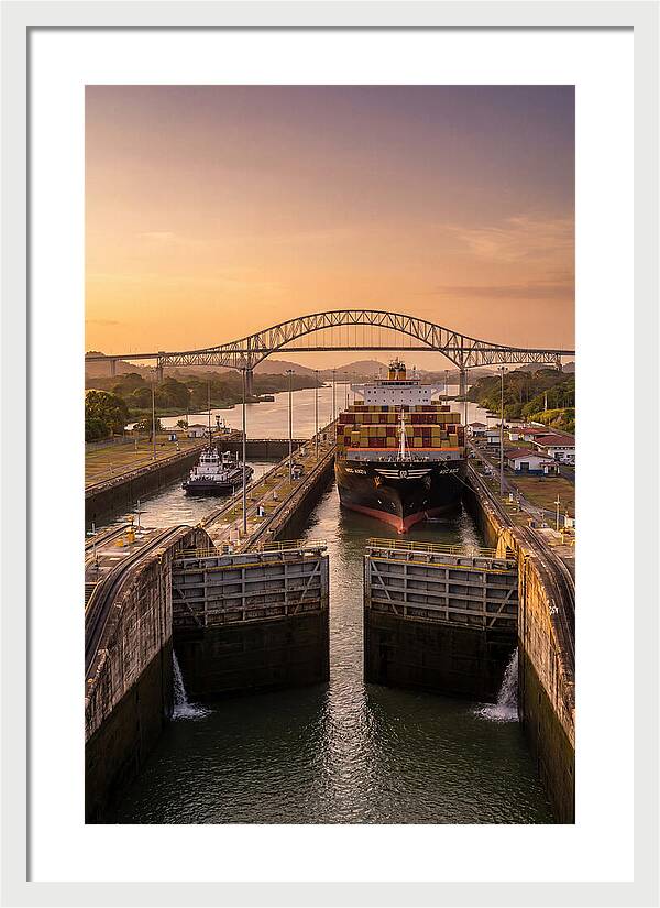 Panama Canal Miraflores Locks At Golden Hour