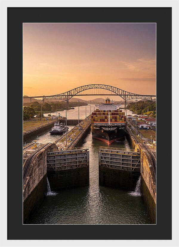 Panama Canal Miraflores Locks At Golden Hour