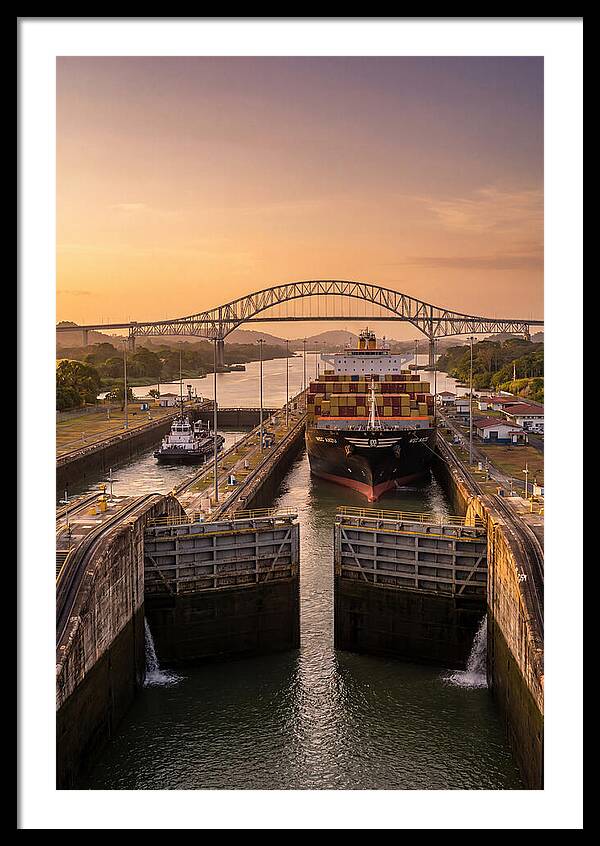Panama Canal Miraflores Locks At Golden Hour