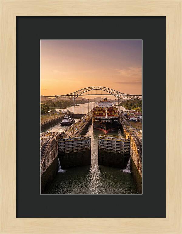 Panama Canal Miraflores Locks At Golden Hour