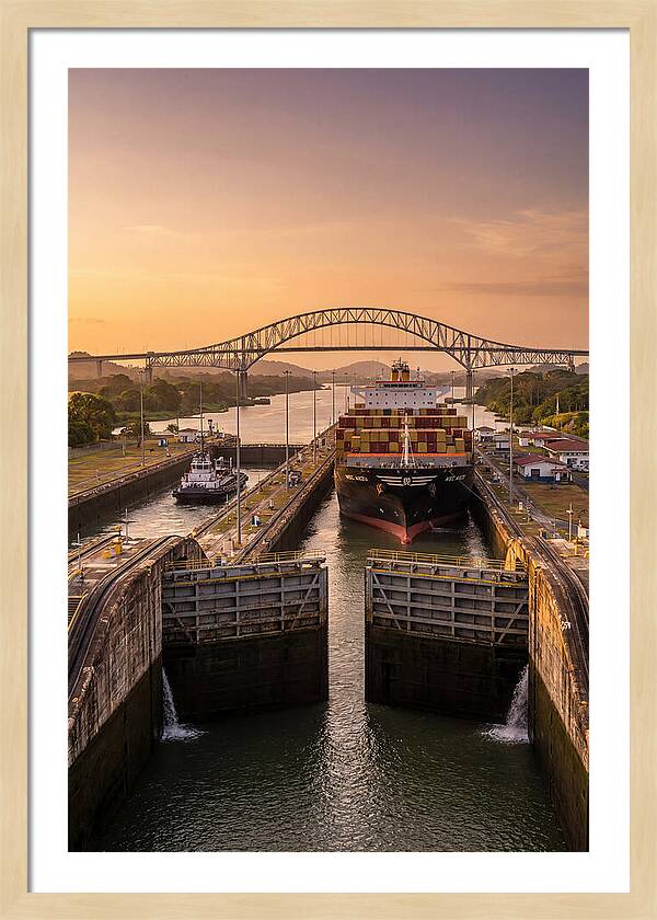 Panama Canal Miraflores Locks At Golden Hour