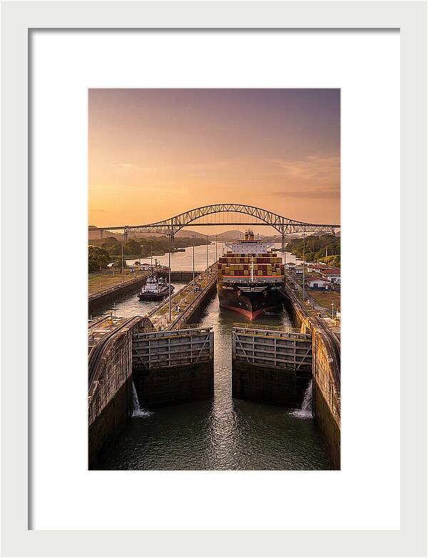 Panama Canal Miraflores Locks At Golden Hour