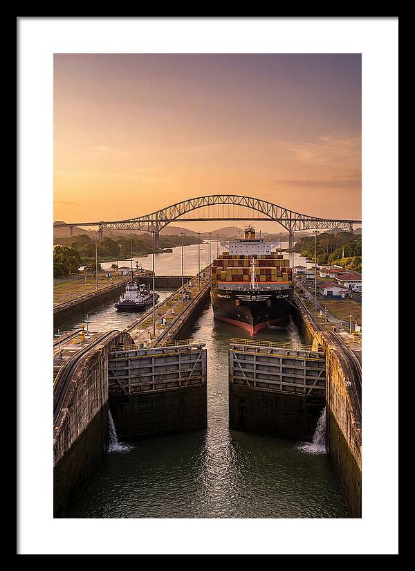 Panama Canal Miraflores Locks At Golden Hour