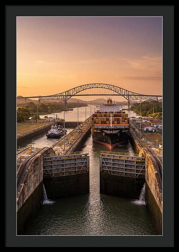 Panama Canal Miraflores Locks At Golden Hour