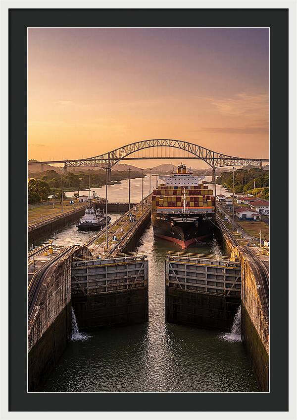 Panama Canal Miraflores Locks At Golden Hour