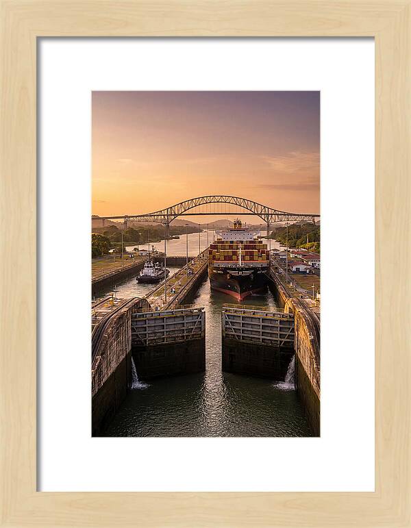 Panama Canal Miraflores Locks At Golden Hour