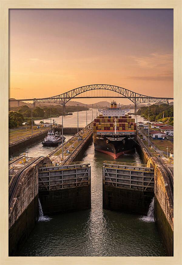 Panama Canal Miraflores Locks At Golden Hour
