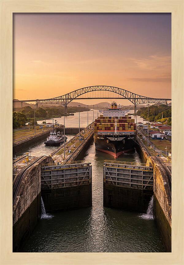 Panama Canal Miraflores Locks At Golden Hour