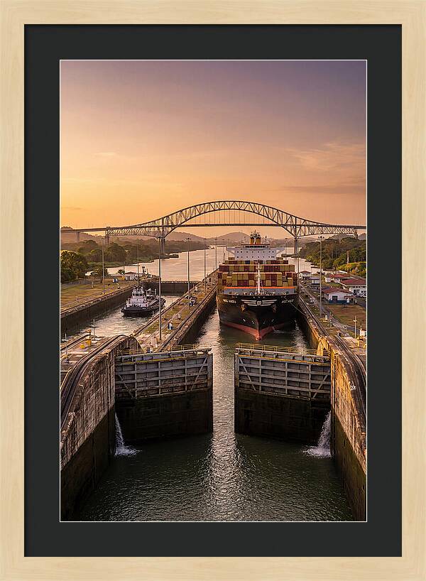 Panama Canal Miraflores Locks At Golden Hour