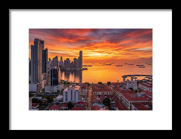 Panama City Skyline At Sunset