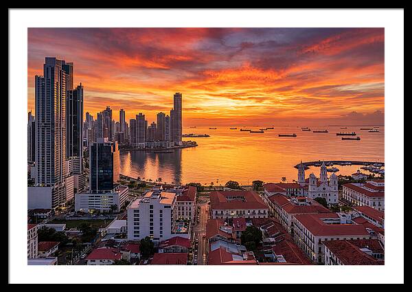 Panama City Skyline At Sunset