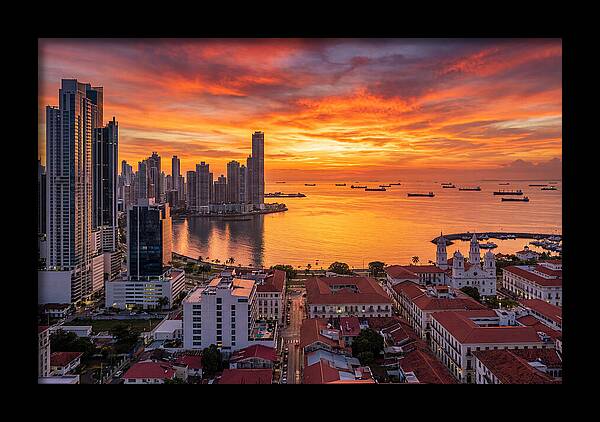 Panama City Skyline At Sunset