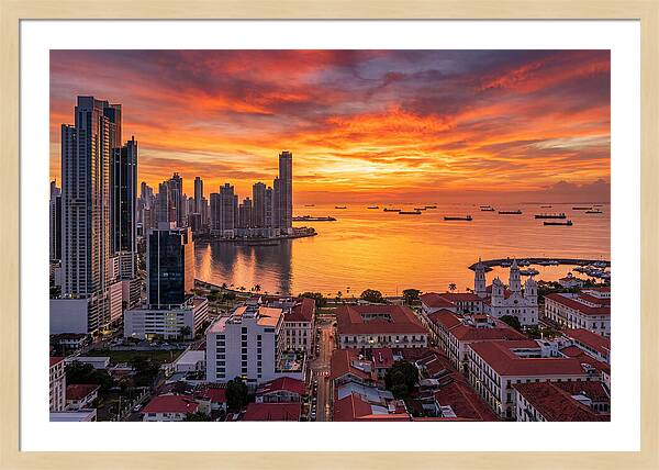 Panama City Skyline At Sunset