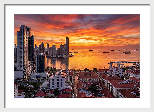 Panama City Skyline At Sunset