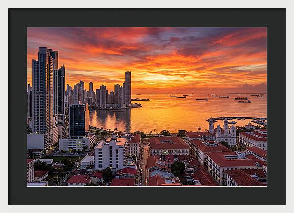 Panama City Skyline At Sunset