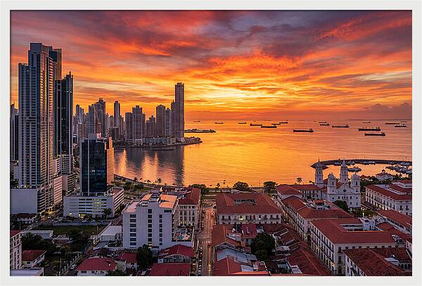 Panama City Skyline At Sunset
