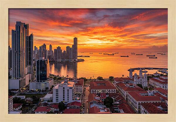 Panama City Skyline At Sunset