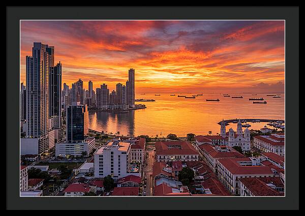 Panama City Skyline At Sunset