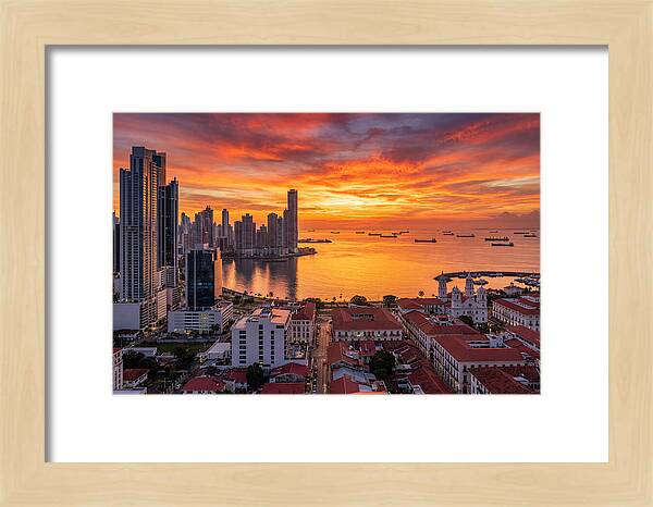 Panama City Skyline At Sunset
